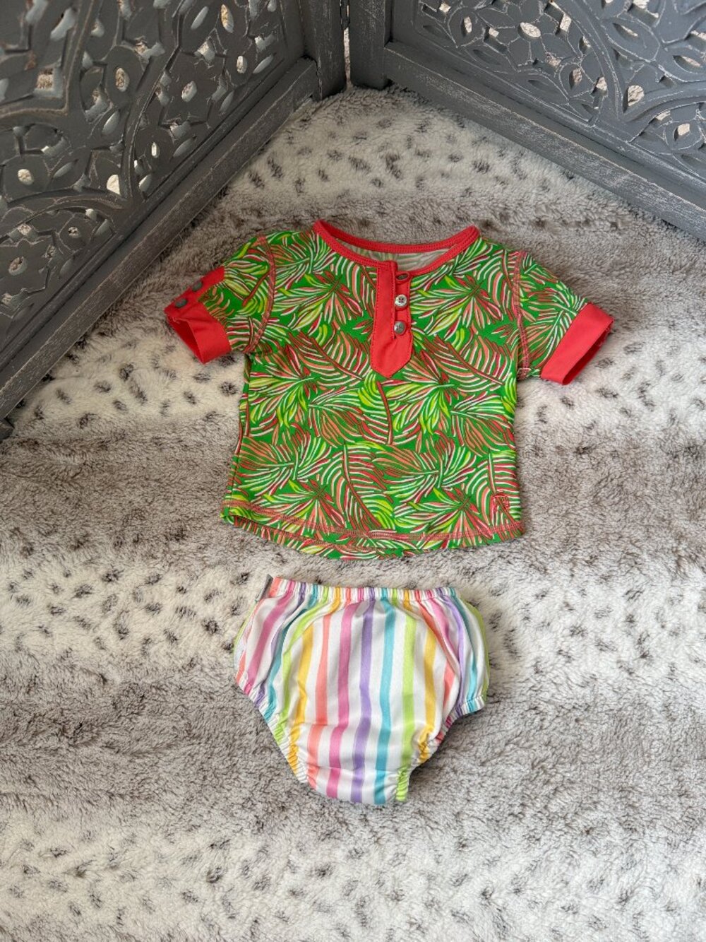 Green Spouts swim set baby girls 12-18 months tropical rashguard Hawaiian summer